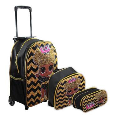 Imagem de Kit Mochila Lol Queen Bee Dourada Carrinho Lol Surprise - DB