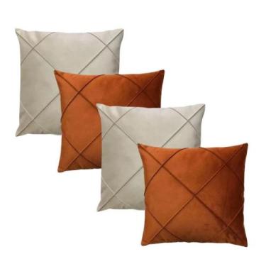 Imagem de Kit 04 Capas de Almofada Suede Drapeada 45cmx45cm Decorativas Sala Qua