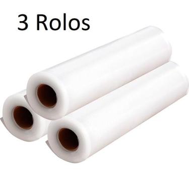 Imagem de 3x Refil Rolos Saco Embalagem Vácuo Ranhura Seladora 22cm X 5 Metros -