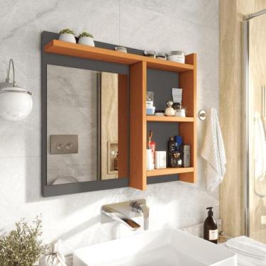 Imagem de Espelheira de Banheiro Armarinho Organizador com Prateleira Nicho Niok