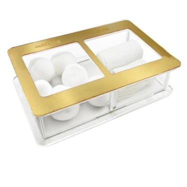 Imagem de Guarda Algodão Gaze Porta Mantimentos Caixa Acrílico - Dubon, Dourado