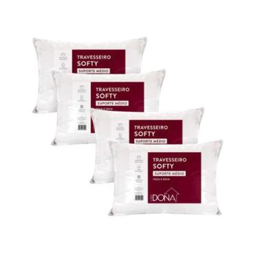 Imagem de Travesseiro Suporte Médio 200 fios 100% algodão kit 4 peças - CASA DON