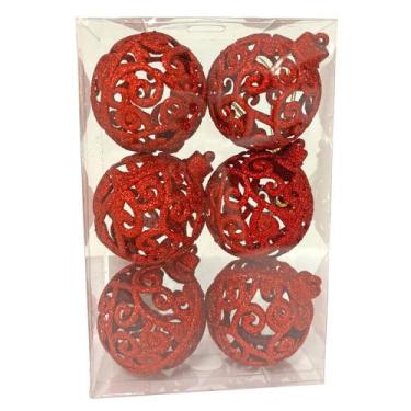 Imagem de Kit Bola Arabesco Natal 6cm c 6 CV244460 Cazza Vm, UNICA