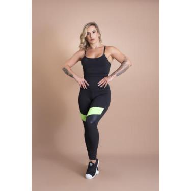 Imagem de Conjunto Fitness Feminino Calça Com Detalhe Cintura Alta E Top Alcinha