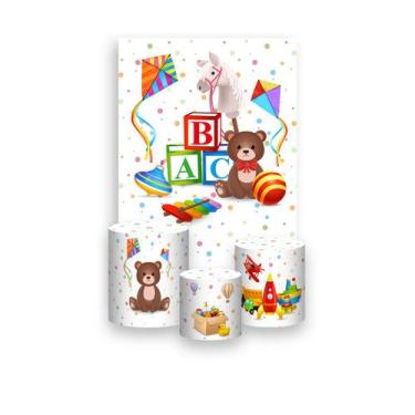 Imagem de Painel De Festa Vertical 1,50 x 2,20 + Trio De Capas Cilindro - Brinqu