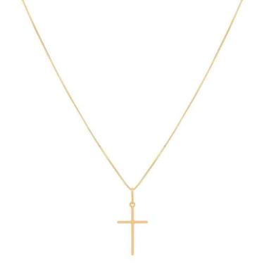 Imagem de Colar Cordão Corrente 50cm Pingente Crucifixo Ouro 18k 750 - DR Jóias