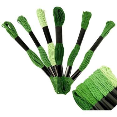Imagem de Kit 6 Meadas Linha De Bordar Bordado Manual Ponto Cruz - ADB, Verde