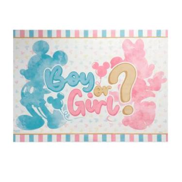 Imagem de Painel Decoração Chá Revelação Mickey e Minnie TNT 1,40 cm - PIFFER