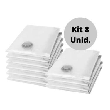 Imagem de Kit com 8 Sacos Grande De Viagem Para Guardar Roupas À Vácuo 70x100cm 
