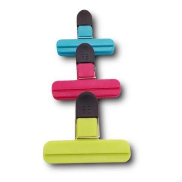 Imagem de Kit Fechador Prendedor De Embalagens 3 Peças Unicasa Multiuso Clip