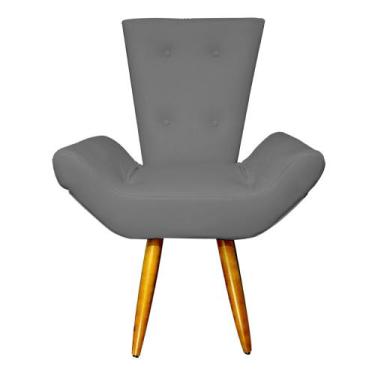 Imagem de Poltrona Decorativa Emília Barca Pés Palito Suede Cinza - DS Estofados