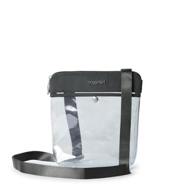 Imagem de Baggallini Bolsa transversal transparente para estádio, Carvão, 8.5" w x 9" h