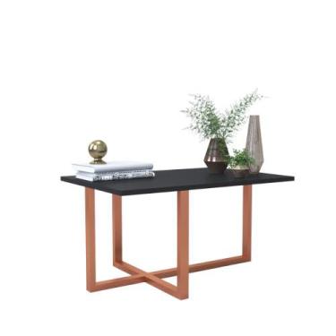 Imagem de Mesa de Centro Girassol Retangular Pés de Ferro - Preto - Nosso Sonho 