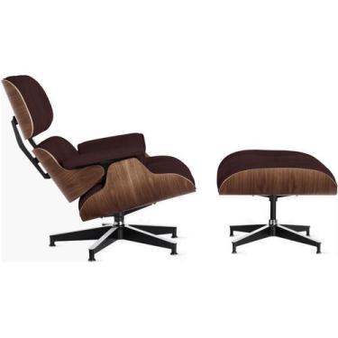 Imagem de Poltrona com Puff Charles Eames Madeira Imbúia Material Sintético  - D