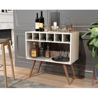 Imagem de Aparador Barzinho Com Adega Lorenzo Off White Com Freijó - JM3 Móveis