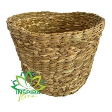 Imagem de Vaso Cachepo Taboa Redondo Mole Cesto Palha Grande Decoração - FLORA F