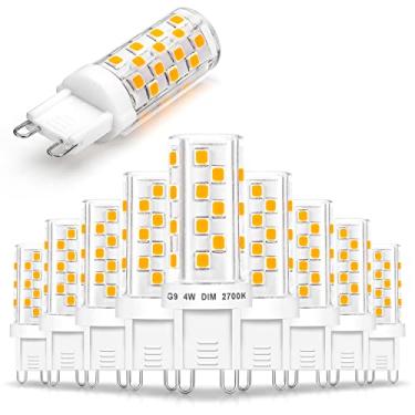 Imagem de Ziomitus G9 Lâmpadas de LED 40W 35W Substituição de halogênio regulável, sem cintilação G9 4W Lâmpadas de LED claras, 2700k Branco quente macio, AC120V Bi-pin G9 T4 LED para lustre lâmpadas de teto com pingente de parede (pacote com 10)