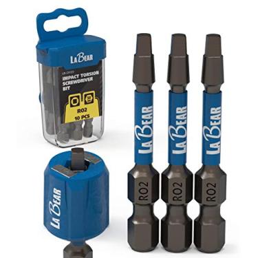 Imagem de LaBear - Conjunto de 10 peças de chaves de fenda Robertson quadradas de alto torque com 1 desmagnetizador magnético, brocas de força de aparafusamento resistentes a impactos, aço S2 de qualidade, 5 cm