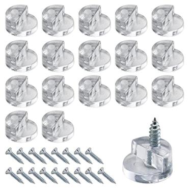 Imagem de DGHAOP Kit de clipes de retenção de vidro com 18 peças de clipes de plástico transparente para porta de armário com parafusos para fixação de portas de armário de vidro de 3-4 mm, janelas, espelhos