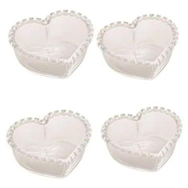 Imagem de KIT com 04 Bowl De Coração Cristal P/ Sobremesa Decoração - LYOR