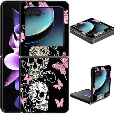 Imagem de GFRGTFHYT Capa protetora para Motorola Razr Plus 2024 para Moto Razr 50 Ultra, fina, leve, rígida, com design de caveira de borboleta, à prova de choque, antiarranhões para Moto Razr+ 2024