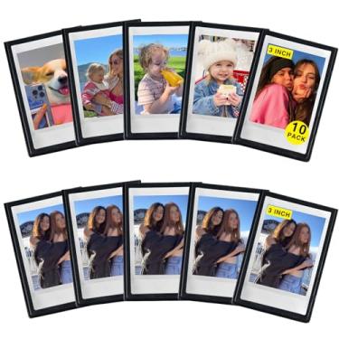 Imagem de CAIYOULE Mini porta-retratos com bolso magnético de 7,6 cm, pacote com 10 ímãs polaroides para geladeira, porta-retratos tamanho carteira pequena, 2,5 x 8,5, preto
