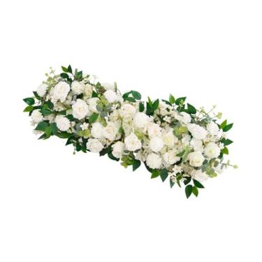 Imagem de Generic Flores artificiais em arco de casamento, decorações florais, guirlandas de flores rústicas artesanais, arranjos florais para chá de panela em casa, Branco
