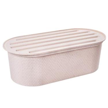 Imagem de Pote Porta Pão Com Tampa Migalheira Tear Resistente (Branco Marmorizado)