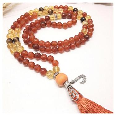 Imagem de Japamala em Pedras Naturais Agata de Fogo, Citrino e Olho de Tigre - E