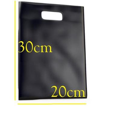 Imagem de 500un Sacolas plásticas Preta alça boca de palhaço 20x30 - Lynx produç