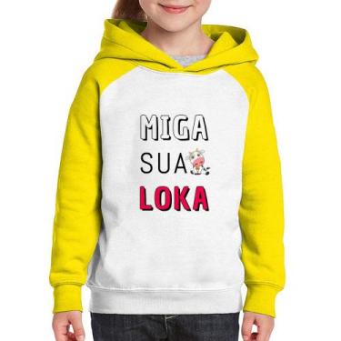 Imagem de Moletom Infantil Miga Sua Loka - Foca na Moda, Branco, Amarelo, 12