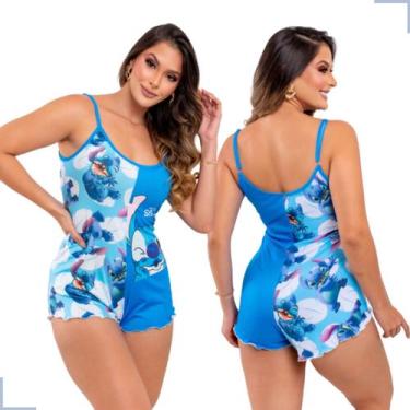 Imagem de Pijama Feminino Macaquinho Curto Lilo Stitch Baby Doll Short Doll - Au