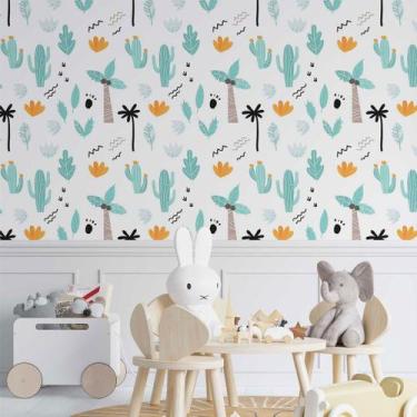 Imagem de Papel De Parede Adesivo Infantil Cactos N014159 Rolo0,58x3M - Adesivo 