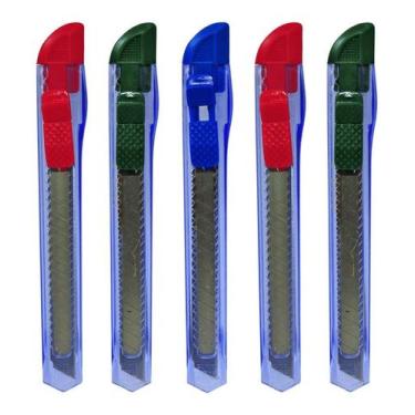 Imagem de Estilete Colorido Lâmina Fina Cis 120bp Kit 5, Estilete