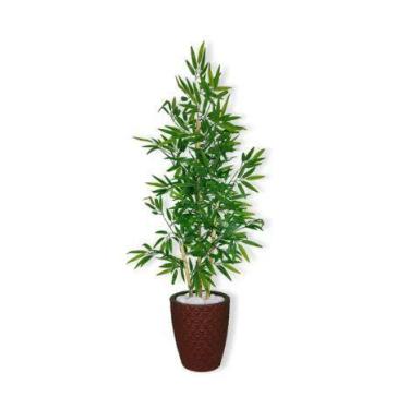 Imagem de Planta Artificial Bambu 1,2 m Kit + Vaso E. Marrom 32cm - FLORESCER DE