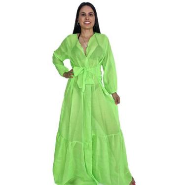 Imagem de Saída De Praia Manga Longa Em Chiffon Pareô Canga - Tropicana Modas, Ú