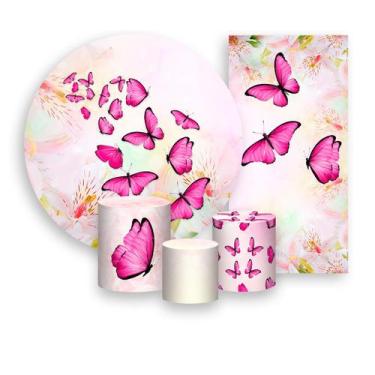 Imagem de Kit Painel De Festa + Trio Capa Cilindro + Faixa Veste Fácil - Borbole