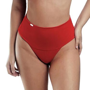Imagem de Calcinha de Biquíni Cintura Dupla Alta Fio Duplo - Estigma, GG, Vermel