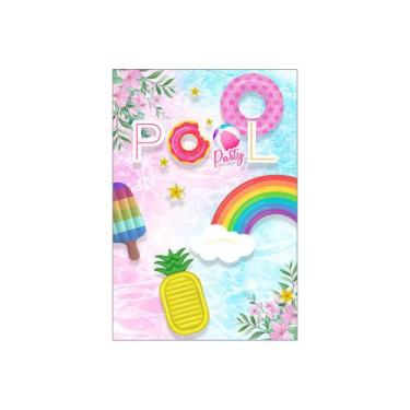 Imagem de Painel De Festa Vertical 1,50 x 2,20 -  Pool Party Azul e Rosa 001 - V