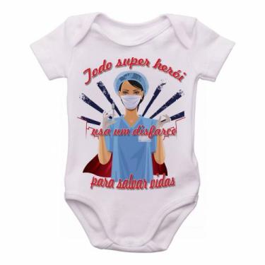 Imagem de body nenê criança roupa bebê Enfermeira super herói salvar vidas - Emp