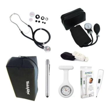 Imagem de Kit Enfermagem Lanterna Termometro Garrote Estojo Relogio - Premium,  