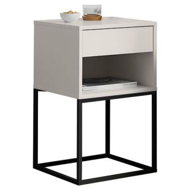 Imagem de Mesa de Cabeceira Industrial Sofia Base de Aço 1 Gaveta Corrediça Tele