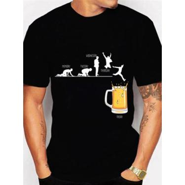 Imagem de Camiseta preta unisex Algodao Sexta Feira Cerveja e Final de Semana - 
