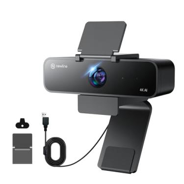 Imagem de N newline Webcam 4K com microfone, rastreamento de apresentador de IA, controle de gestos, FOV de 95°/78°/65°, câmera de PC com capa de privacidade para laptop, zoom, Skype, equipes