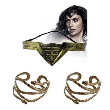 Imagem de Fantasia Amazona Mulher Maravilha C/ 1 Tiara e 2 Braceletes - CM Prese