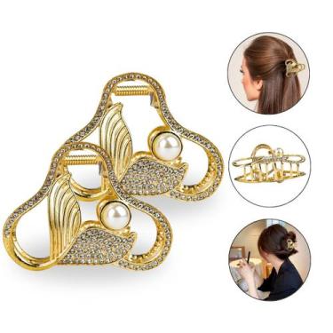 Imagem de Kit 2 Presilha Calda Sereia Pérola Cabelo Penteado Acessório - Arte Se