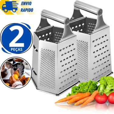 Imagem de Kit 2 Ralador em Inox 22Cm 6 faces N9 Fatiador Profissional Linha Garb