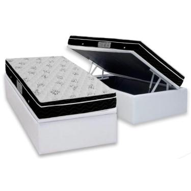 Imagem de Cama Box Baú Solteiro: Colchão Molas Bonnel Ortobom Nanolastic Physical + Base Crc Courano White