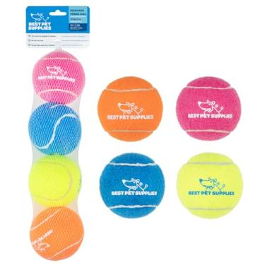 Imagem de Brinquedos de tênis para cães Best Pet Supplies com apito, 4 unidades, brinquedos interativos resistentes para jogar e buscar, para exercício e treinamento de comportamento natural, duráveis – grande
