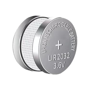 Imagem de Baterias de célula tipo botão, bateria de célula tipo botão recarregável - Baterias redondas planas recarregáveis ​​3.6V LIR2032,2X baterias de íon redondas planas para dispositivos eletrônicos